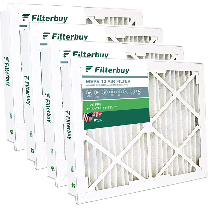Filterbuy 20x20x5 Air Filter MERV 13, Pleated HVAC AC Furnace Filters